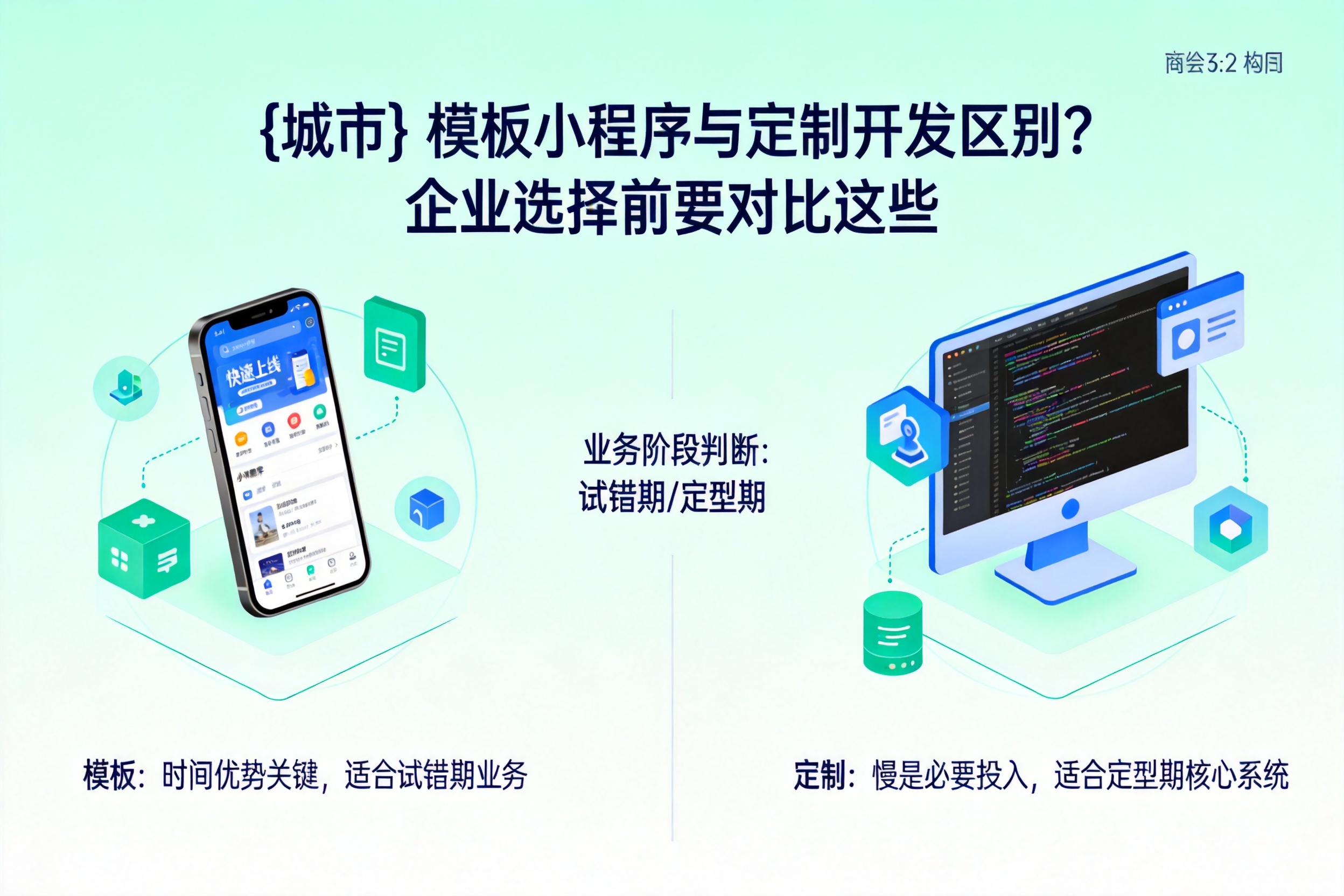 宾县模板小程序与定制开发区别？企业选择前要对比这些